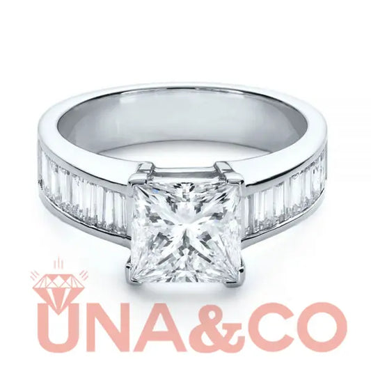 Princess Cut & Baguette Gemstone Engagement Ring UNA.CO