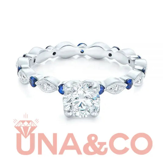 Blue Sapphire Engagement Ring with Accents UNA.CO