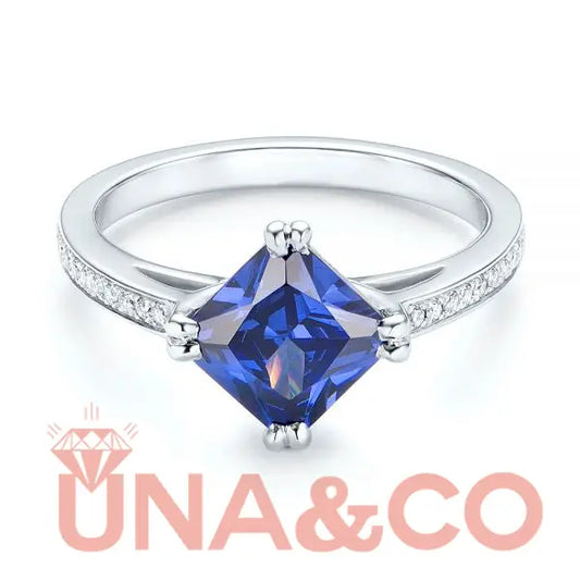 Vivid Tanzanite Halo Ring with Gemstone Accents UNA.CO