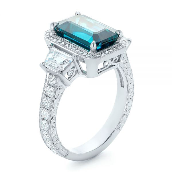 Dazzling Ocean Blue Zircon Halo Engagement Ring