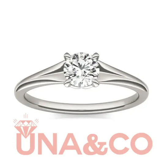 Round Hearts & Arrows Wide Shank Signature Solitaire Ring UNA.CO