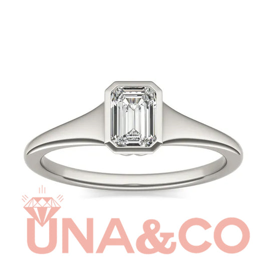 Architectural Bezel Emerald Cut Solitaire Ring