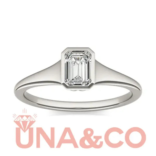 Architectural Bezel Emerald Cut Solitaire Ring UNA.CO