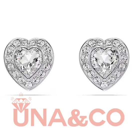 Grande Angelic Crystal Heart Halo Stud Earrings UNA.CO