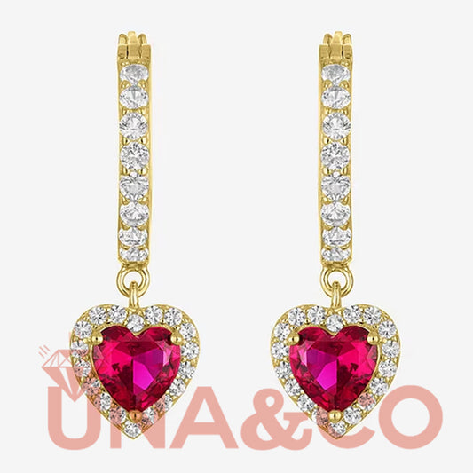 Gemstone Gold Over Silver Heart Drop Earrings