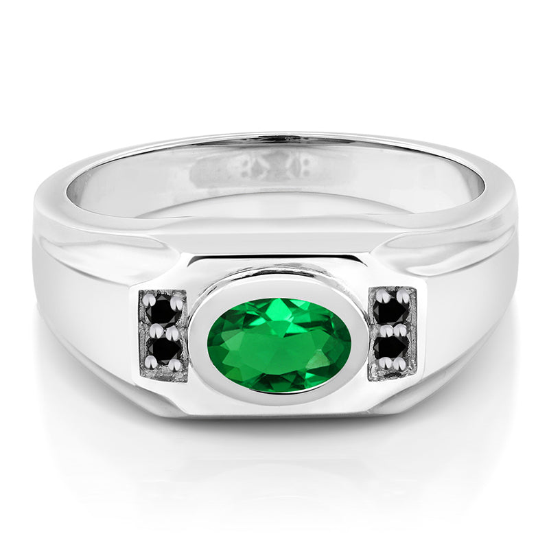 Contrast Color Oval Gem Ring For Men