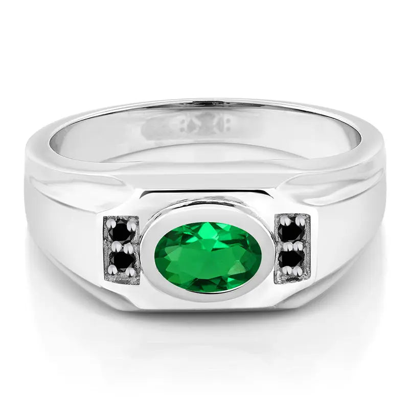 Contrast Color Oval Gem Ring For Men UNA&CO