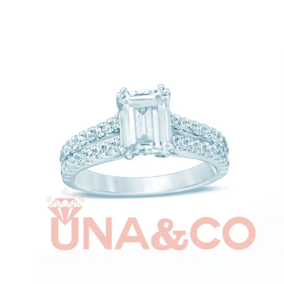 Emerald Cut Moissanite Engagement Ring UNA&CO