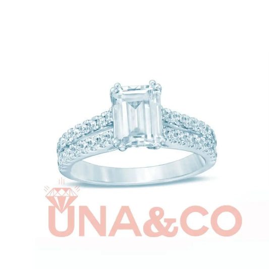 Emerald Cut Moissanite Engagement Ring UNA&CO