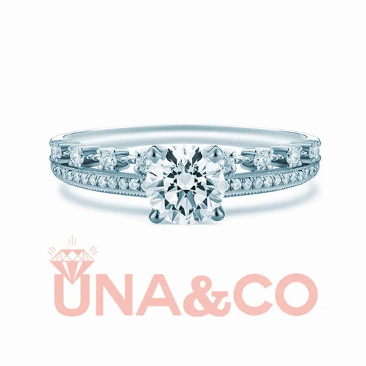Vintage style double ring band four prong ring UNA&CO