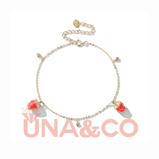 Cute and Sweet Strawberries Anklet Perfect for Summer