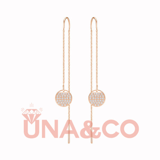 Long Round Racket shape Drop Earrings