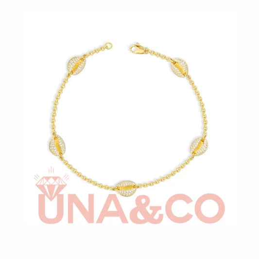 Golden Sea and Beach Vacation Shell Anklet UNA.CO
