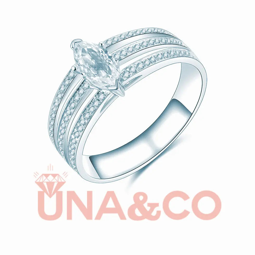 Three Rows Marquise Cut Engagement Ring UNA&CO
