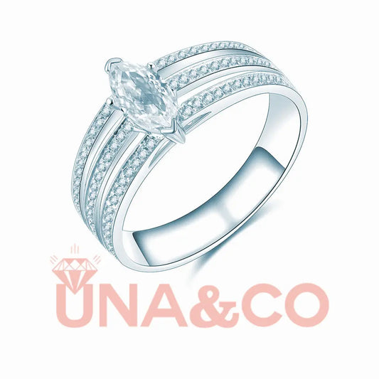Three Rows Marquise Cut Engagement Ring UNA&CO