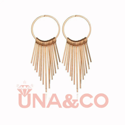 Long Golden Classic Retro Tassel Earrings UNA.CO