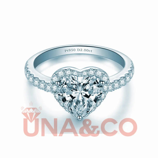 UNA&CO Double Heart Shape Face Moissanite Ring(2.0CT) UNA.CO