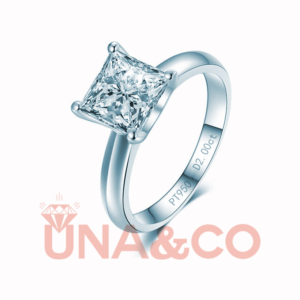 Princess Square-shaped CVD Diamond Ring