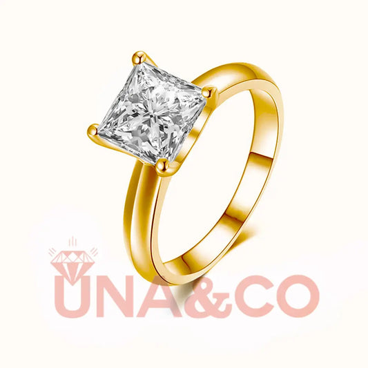 18K Yellow Gold Princess Square-shaped Moissanite Ring UNA&CO