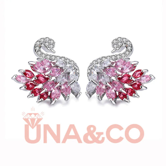 Black Swan Sparkling Crystal Earrings UNA.CO