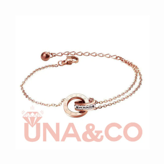 Double Ring Square Pendant Bracelet UNA.CO