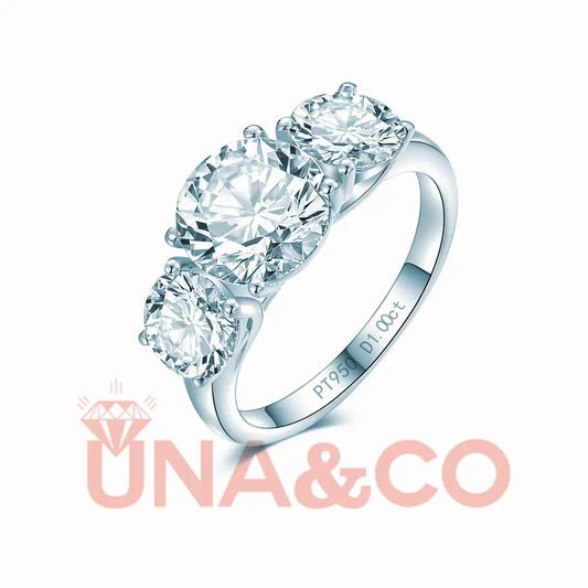 Special Design Shiny Three Moissanite Ring UNA.CO
