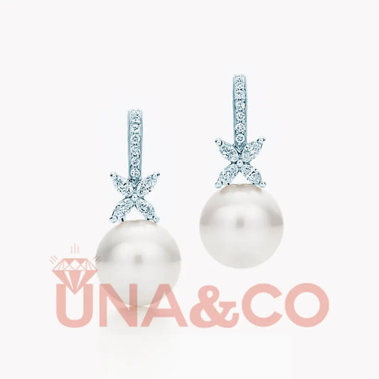 Four Leaves With Pearl Earrings UNA.CO