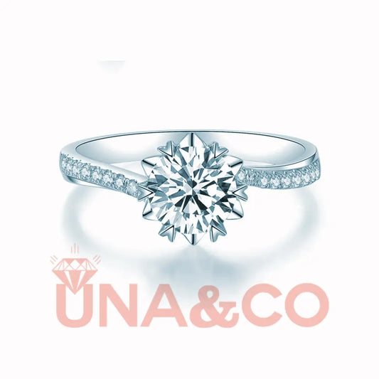Twisting Ring Arms Snowflake Moissanite Ring UNA.CO