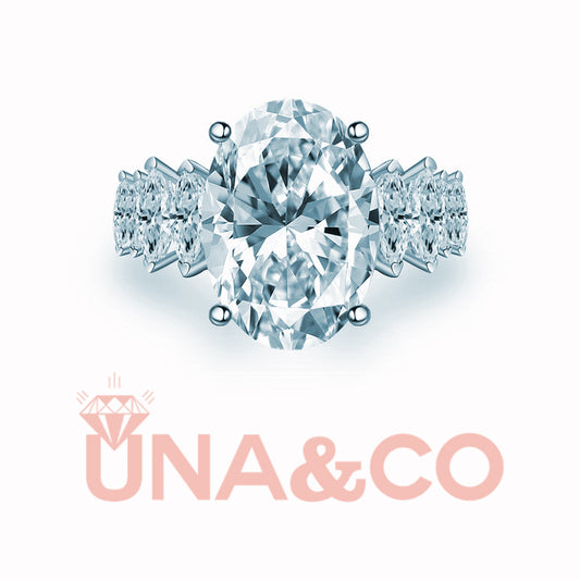 European and American luxury oval CVD diamond engagement ring