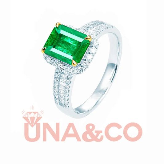 Luxury 2-3 carat emerald cut colored gemstone ring UNA&CO