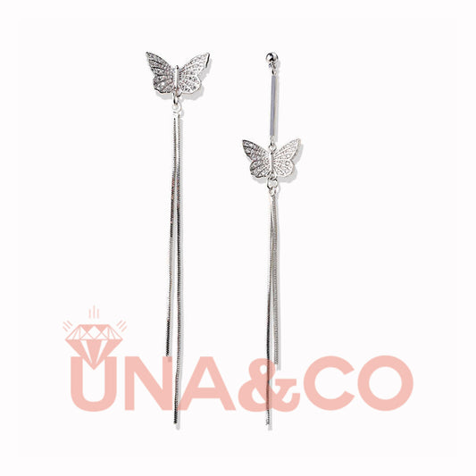 Asymmetrical Long Butterfly Earrings