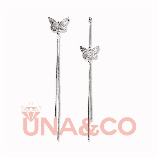 Asymmetrical Long Butterfly Earrings UNA.CO