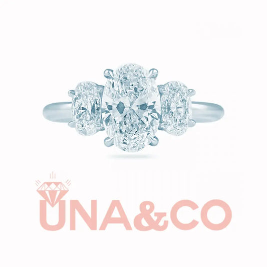 1.5 ct Oval Moissanite Three-Stone Ring UNA&CO