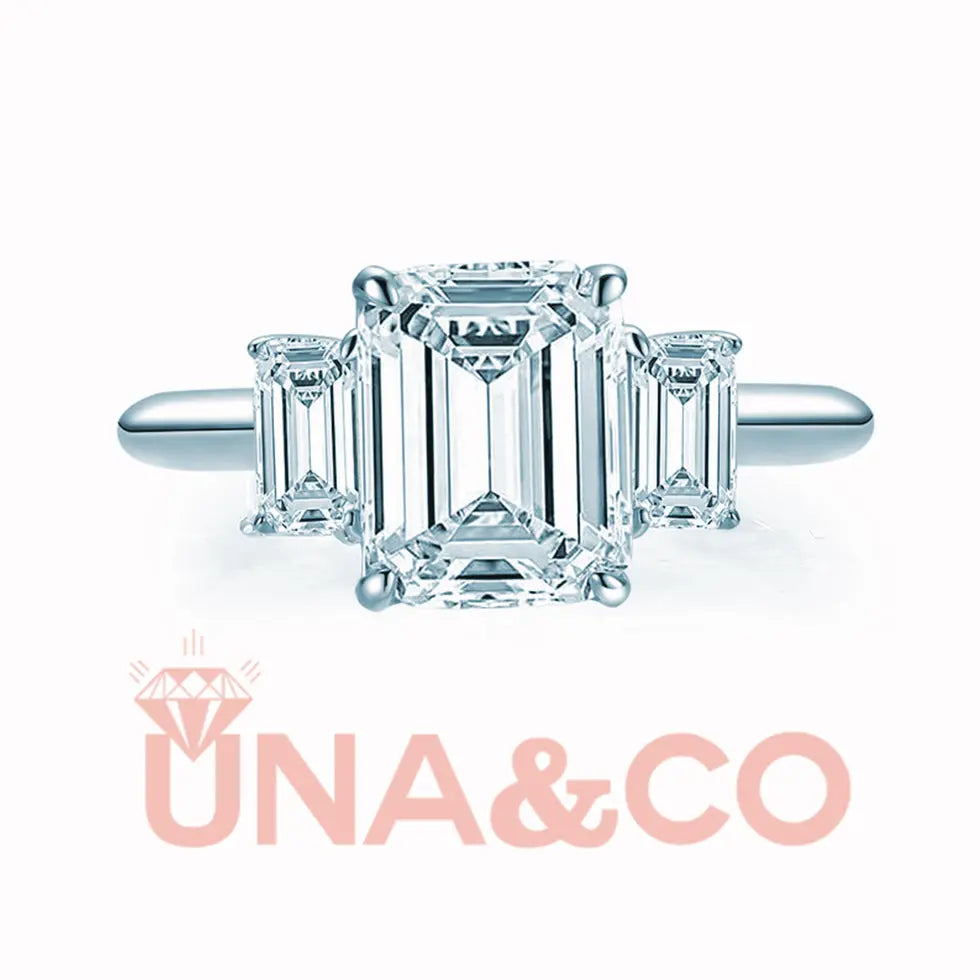 1.40 Carat Emerald Cut Three-Stone Ring(复制) UNA&CO