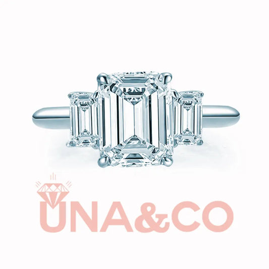 1.40 Carat Emerald Cut Three-Stone Ring(复制) UNA&CO