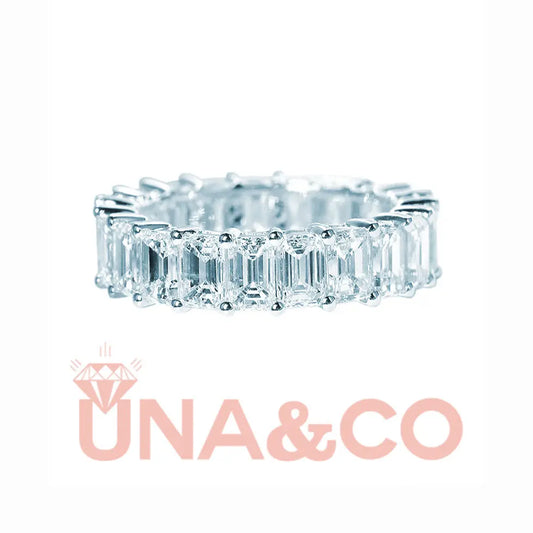 Fashion full circle Moissanite Ring-Emerald/Radiant cut UNA&CO