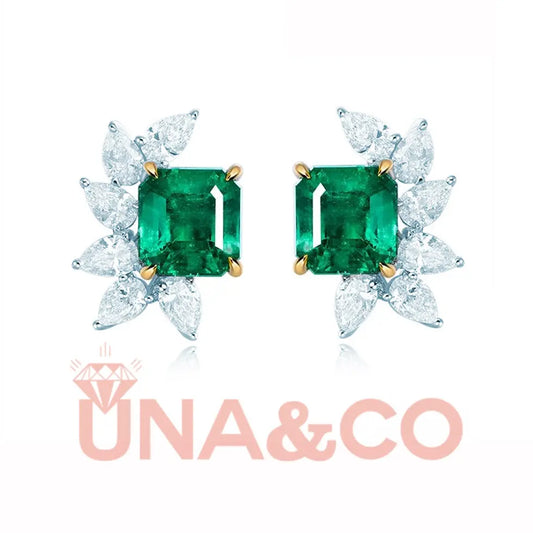 Fashion luxury emerald cut earrings UNA&CO