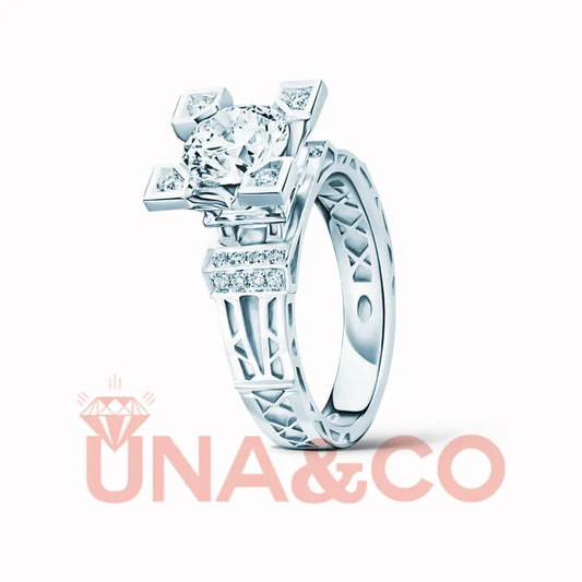 Romantic Eiffel Tower Moissanite Ring UNA.CO