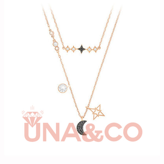 Double Layers Star and Moon Necklace