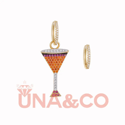 Asymmetrical Earrings in Cocktail Glass Shape UNA.CO
