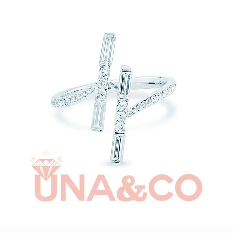 Slim Baguette Shape Adjustable Open Ring UNA&CO