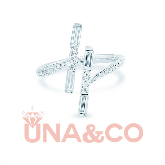 Slim Baguette Shape Adjustable Open Ring UNA&CO