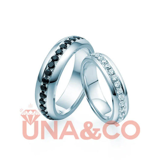 Couples Black Gold Engagemen UNA&CO Rings UNA.CO