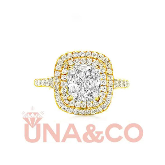 18K Yellow Gold Square-shaped Moissanite Rings UNA&CO