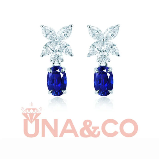 Luxury Marquise & Oval Blue Gemstone Earrings UNA&CO