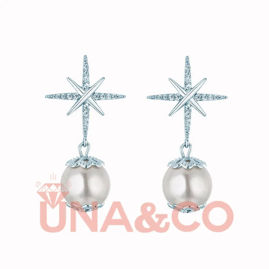 Hexagram Exquisite Special Design Pearl Earrings UNA.CO