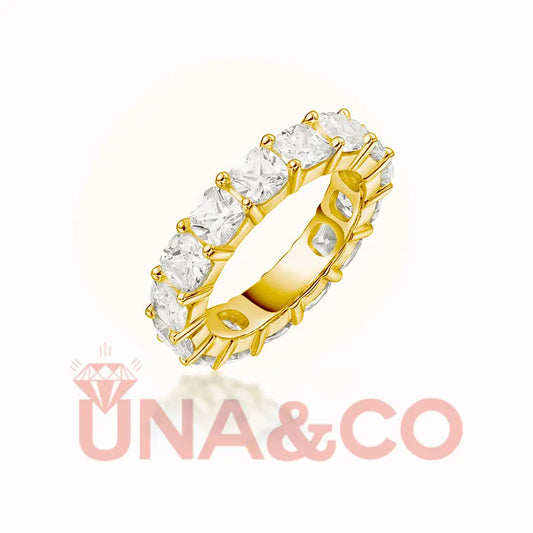 18K Yellow Gold Classic Full Circle Moissanite Ring UNA&CO