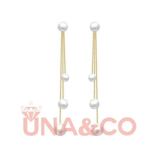 Unique Three Tassels Pearl Earrings UNA.CO
