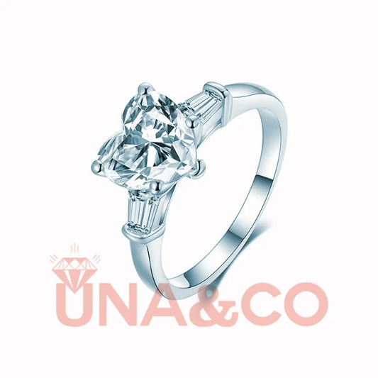 2CT Heart Shape Romantic Moissanite Ring UNA.CO