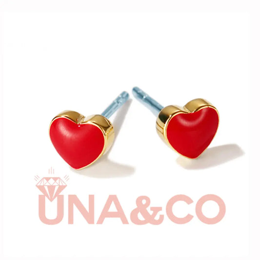 Romantic Heart-shaped Red Earrings UNA.CO
